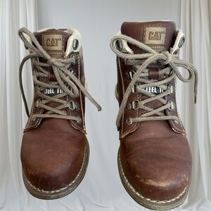 Caterpillar Brown Leather Steel Toe Ankle Boots